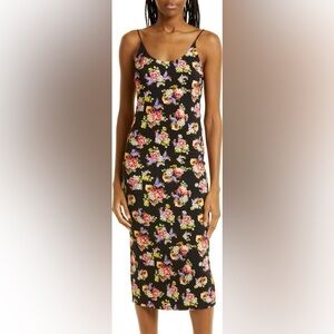 Alice + Olivia Black Floral Midi Dress
